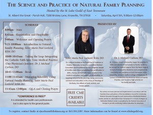 Natural Family Planning event flyer - ETC web