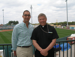 MAJOR LEAGUE MINISTRY Bishop Richard F. Stika is shown with St. Louis Cardinals General Manager John Mozeliak during the Cardinals’ spring training in March in Jupiter, Fla. Bishop Stika will serve on CAC’s Episcopal Advisory Board.  Courtesy of St. Louis Cardinals
