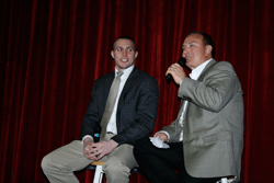 GIVING BACK Sacred Heart Cathedral School and Knoxville Catholic High School alum Harrison Smith teams with ESPN’s Dr. Jerry Punch for an SHCS fundraiser appearance. Photo by Dan McWilliams