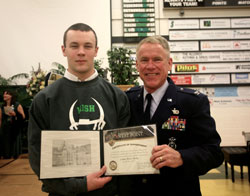 Class of 2017 at USMA Col. Rick Kuhlman presented Reese Staley with his appointment to West Point. Courtesy of Patrice Staley
