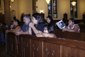 Diocese of Knoxville parishioners take part in a vigil for immigration reform Aug. 23 at Holy Ghost Church. Photo by Bill Brewer