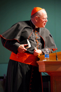 CONNECTING Cardinal Dolan said there is an intimate connection between the Mass and Jesus’ sacrifice on the cross. Photo by Scott Maentz