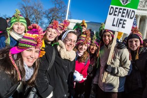 A youthful contingent from the Diocese of Knoxville gather in front of the U.S.  Supreme Court during the annual March for Life in Washington, D.C., on Jan. 22. Photo by Stephanie Richer