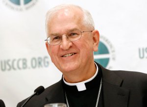 Archbishop Joseph E. Kurtz addressed a news conference following his election as president of the U.S. Conference of Catholic Bishops Nov. 12 in Baltimore. (CNS photo/Nancy Phelan Wiechec)