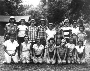 SUMMER FUN THROWBACK A group of girls session campers and counselors pose for a photo in 1951 at Camp Marymount. Among them is Susie Pierini Hagey, mother of Camp Marymount director Tommy Hagey, in the first row, second from right. Catholic News Service