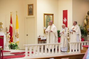 Bishop Stika, Father PJ McGinnity and Father Jerry Daniels celebrate Mass on the first anniversary of the arrival of the Handmaids of the Precious Blood into the Diocese of Knoxville. Photo by Stephanie Richer