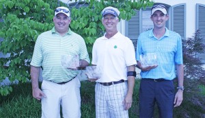 The first-place team in the Catholic Charities of East Tennessee Common Good golf tournament was, from left, MIke DiStefano, Bo Connor and Mark DiStefano. Not pictured is Will Kegley. Photo by Dan McWilliams