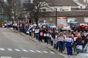 Pro-life supporters line Clinch Avenue in Knoxville during the 2015 March for Life on Jan. 25. Photo by Bill Brewer