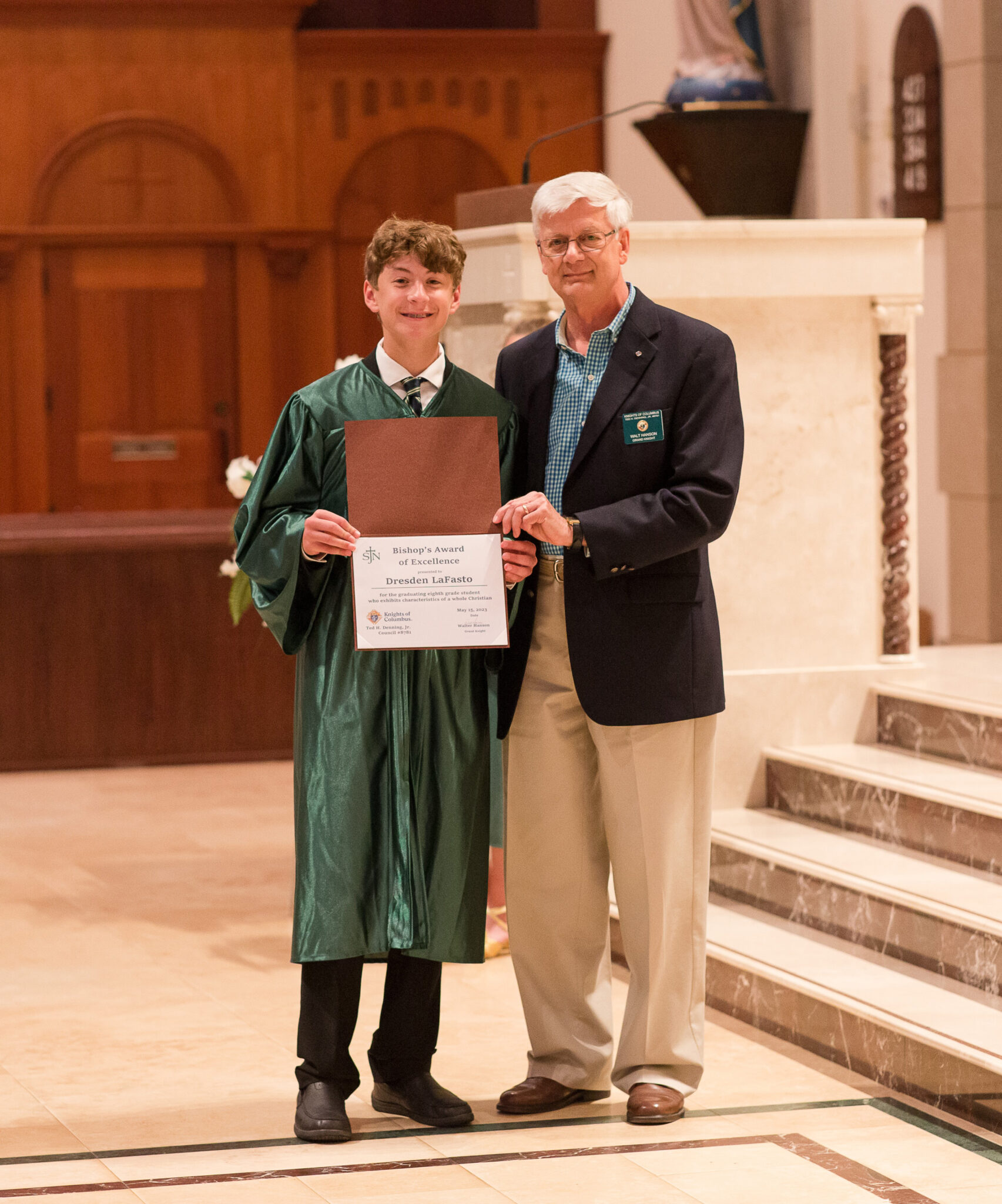 st-john-neumann-knights-present-bishop-s-award-to-two-eighth-graders-east-tennessee-catholic